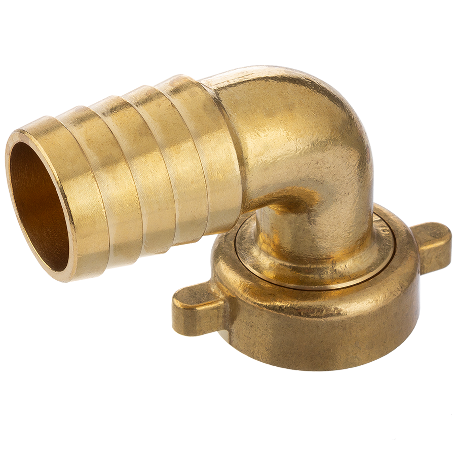 Brass elbow hose tail 90° with female thread