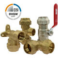 Brass compression fittings for PE pipes, DVGW