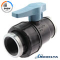 PP 2 way female threaded ball valve, DVGW