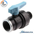 PP 2 way female/male threaded ball valve, DVGW