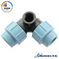 Elbow 90 compression fitting Y PopUp with side female thread, DVGW
