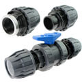 Compression fittings for PoolFlex flexible pipes