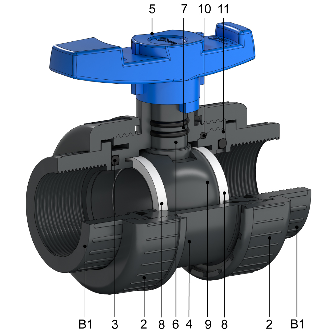 HTC AK0904 Kugelhahn Explosionsbild