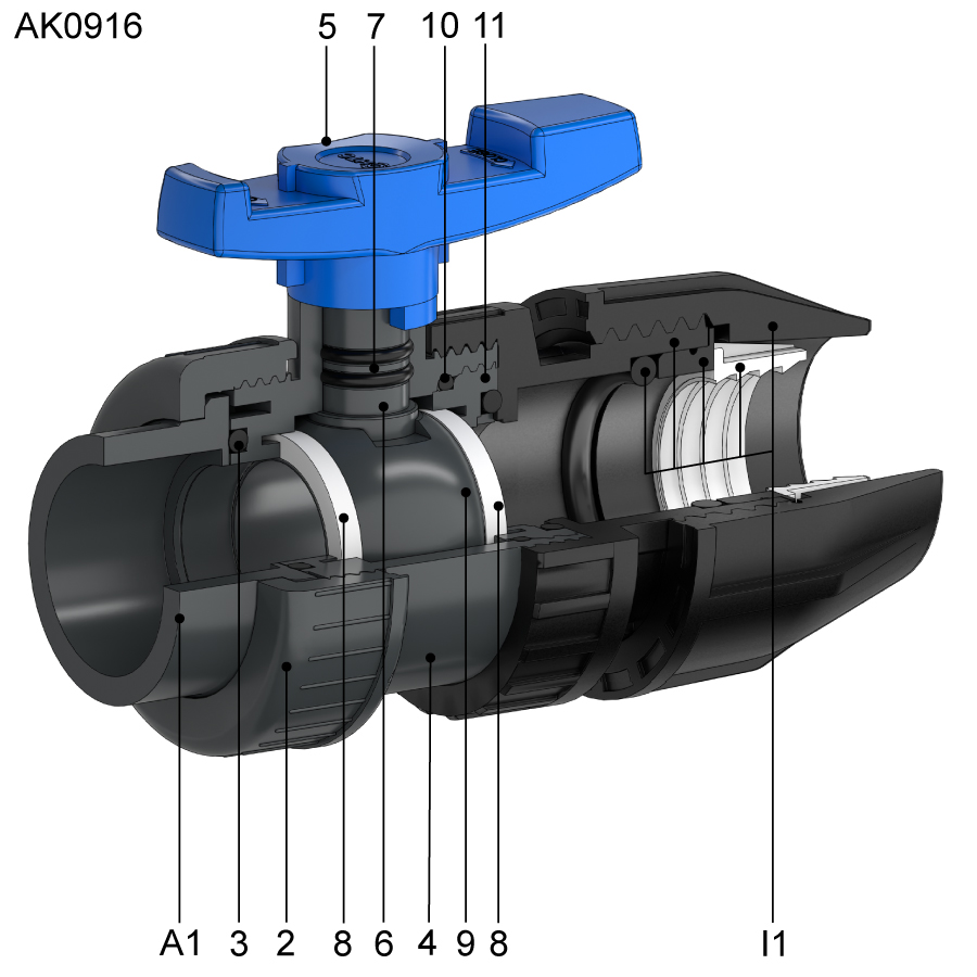 HTC AK0915 Kugelhahn Explosionsbild