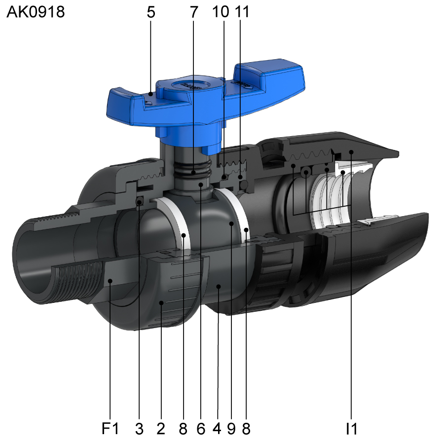 HTC AK0918 Kugelhahn Explosionsbild