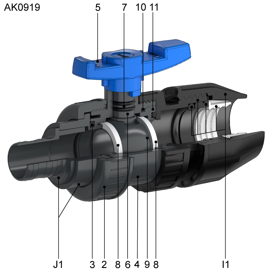 HTC AK0919 Kugelhahn Explosionsbild