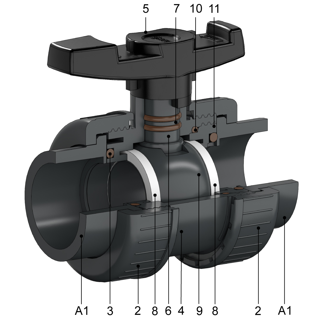 HTC AK0970 Kugelhahn Explosionsbild