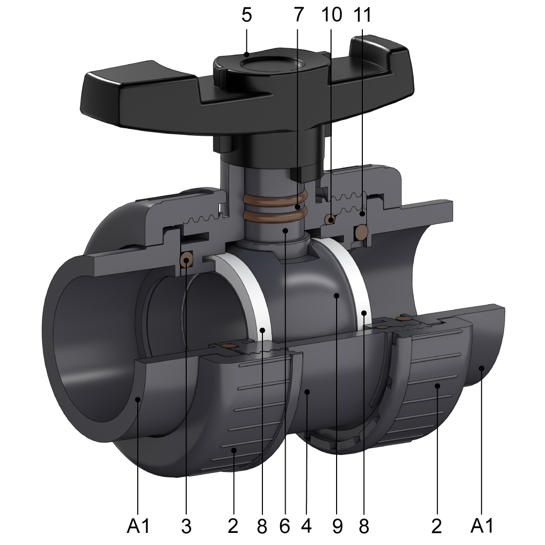 HTC AK0970 Kugelhahn Explosionsbild