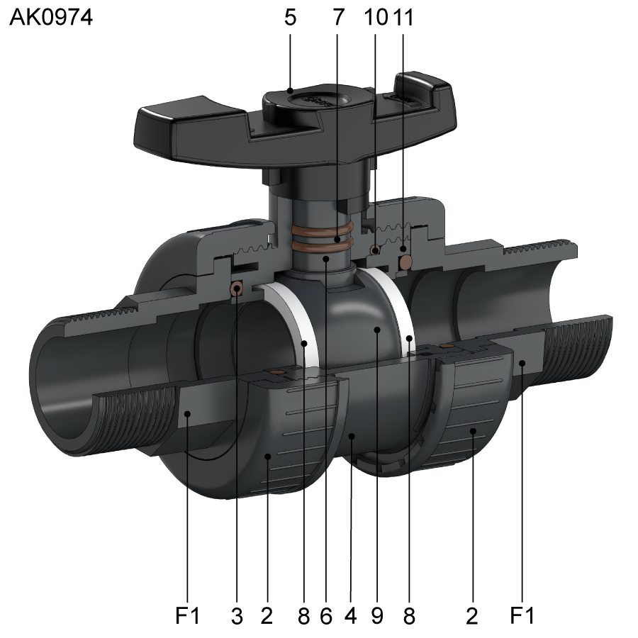 HTC AK0974 Kugelhahn Explosionsbild