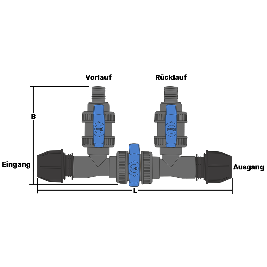 Poolheizung Bypass Klemme PVC Klebeschlauch x 2fach Schlauchtülle 38mm