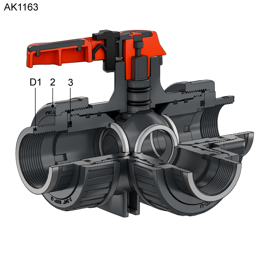 Ersatzteile 3 Wege Kugelhahn Serie AK1163