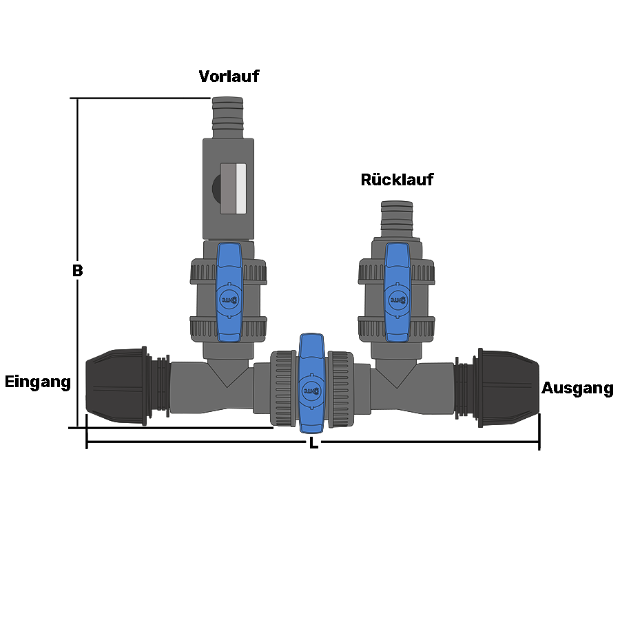 Poolheizung Bypass Klemme PVC Klebeschlauch x 2fach Schlauchtülle 38mm