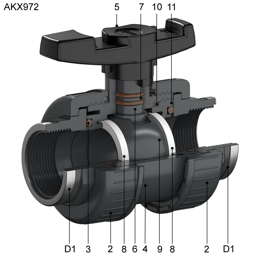 HTC AK0952 Kugelhahn Explosionsbild