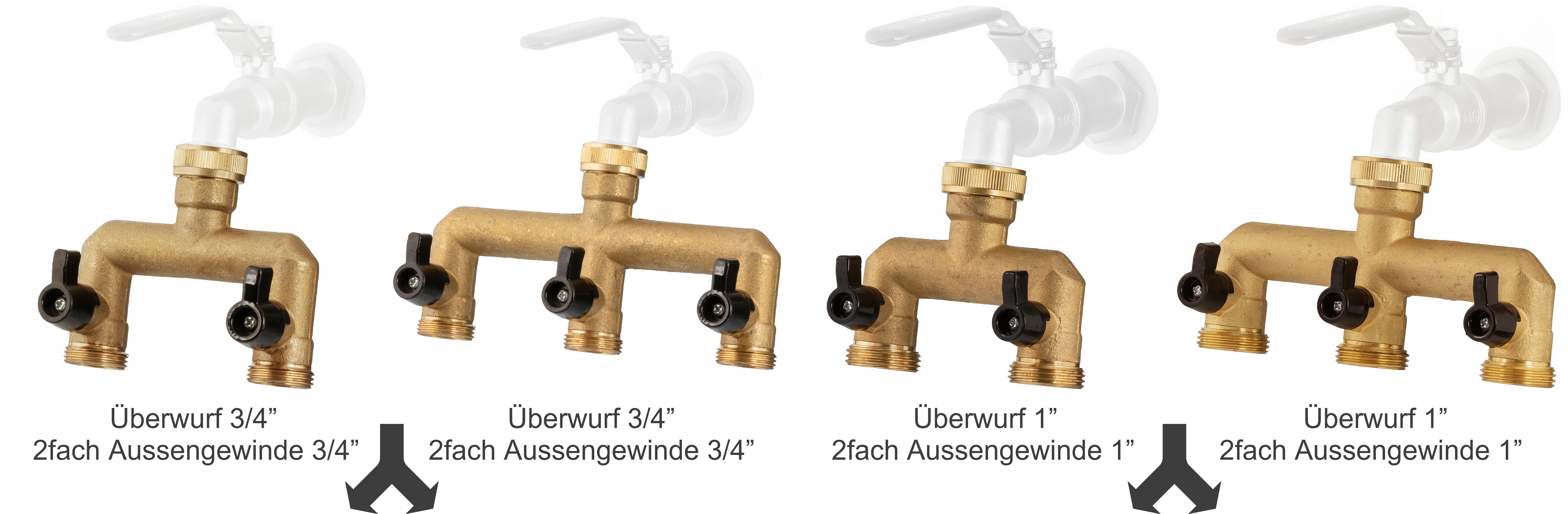 Messing Verteiler für den Wasserhahn 2fach und 3fach