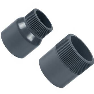 U-PVC male/female solvent adapter, male thread, without hegaxon, 63/75mm x 1 1/2"