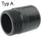 U-PVC male/female solvent adapter, male thread, without hegaxon, 32/40mm x 1 1/4"