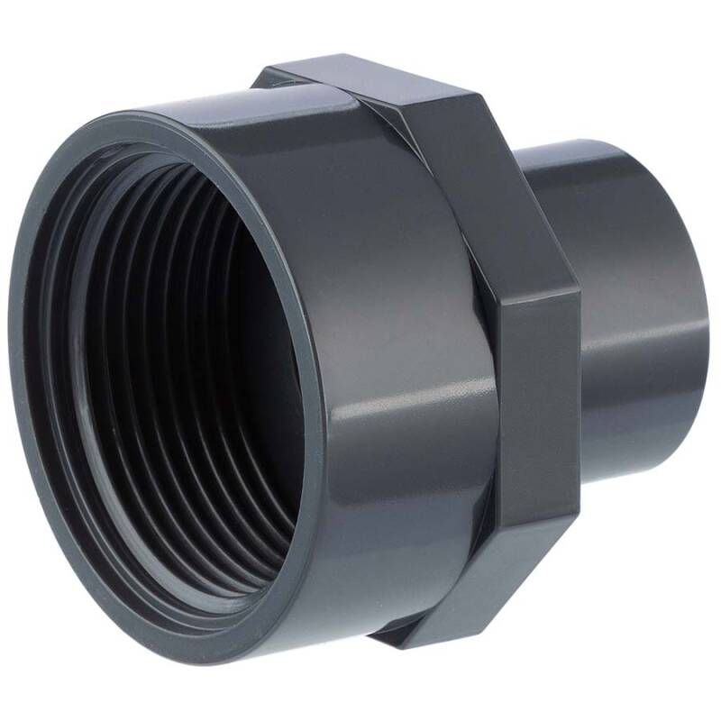 PVC-U Übergangs-Muffennippel – 63 Mm Auf 50 Mm (1 1/2 Zoll AG), Klebefitting Für Rohrverbindungen