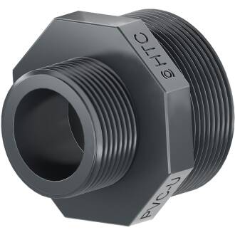 PVC-U Reducing Nipple, Two Male Threads 1 1/2" x 1 1/4"