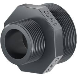 PVC-U Reducing Nipple, Two Male Threads 1 1/2" x 1 1/4"