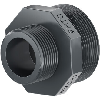 PVC-U Reduziernippel, 2fach Aussengewinde 2" x 1 1/2", Stück