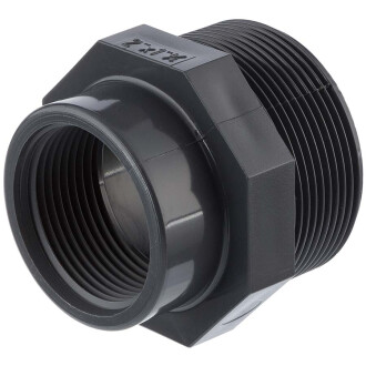 U-PVC male nipple, reducing female thread, 2 1/2" x 1 1/2"