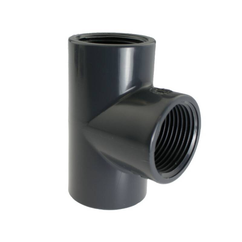 PVC-U T-Stck 90, 3fach Innengewinde