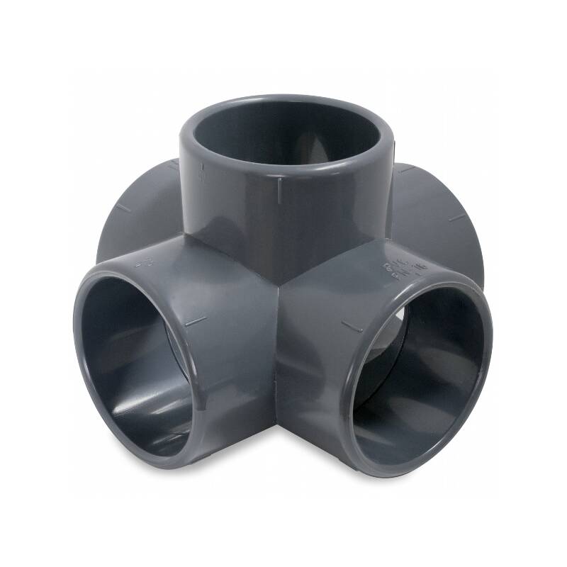 Tee a 5 vie a incollare, in PVC-U