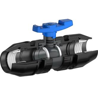 Produktbild von PVC-Kugelhahn Mit Doppelkupplung – EPDM-Dichtung (metrisch) 20–63 Mm, 10 Bar