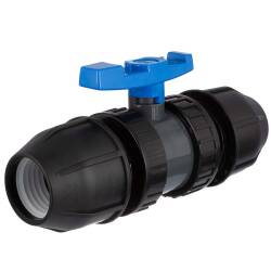 U-PVC and HDPE 2 way ball valve with PP compression fittings