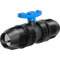 PVC-U Kugelhahn HDPE 2fach &Uuml;berwurf 2fach PP-Klemme