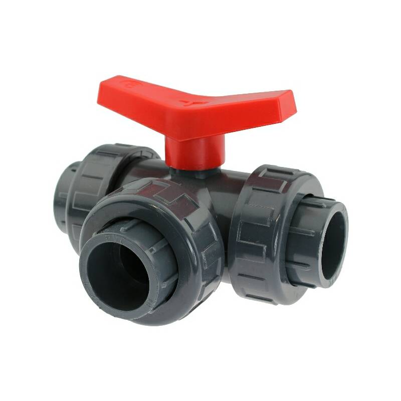 PVC-U 3Wege-Kugelhahn, 3fach Klebemuffe