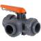 U-PVC 3 way ball valve, adjustable, solvent socket