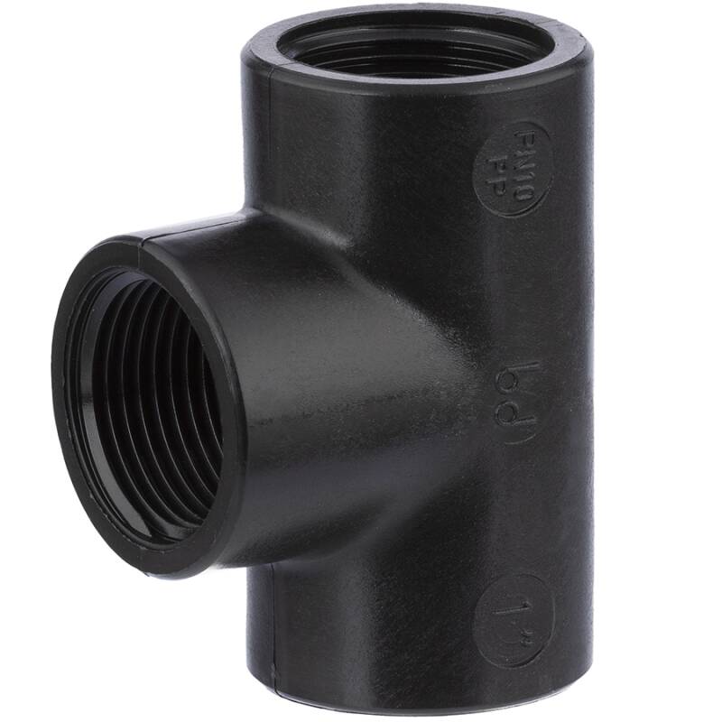 T-Stck 3fach Innengewinde PP Schwarz