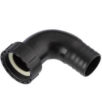 PP elbow 90° hose tail with female thread and nut