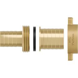 Brass hose nozzle union with flat gasket