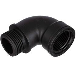 Gomito a 90&deg; filetto femmina x filetto maschio, in PP