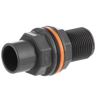 PVC-U Tankdurchführung Klebemuffe/-stutzen x Klebemuffe/AG 20/25mm x 20mm/3/4", Stück