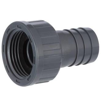 U-PVC hose tail with female thread and nut 3/4" x 16mm