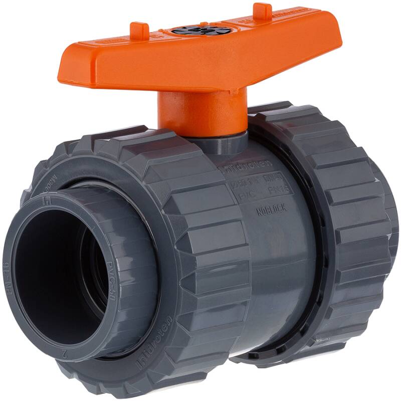 U-PVC and FPM Viton 2 way solvent ball valve with nuts