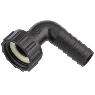 PP elbow 90° hose tail with female thread and nut