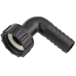 PP elbow 90&deg; hose tail with female thread and nut