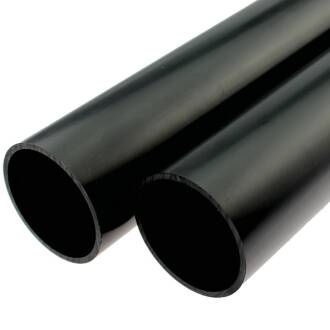 PVC-U Rohr Schwarz 50 x 2,4mm - PN 10 - 1m Rohr ohne Muffe, 1 - 8 Stk.
