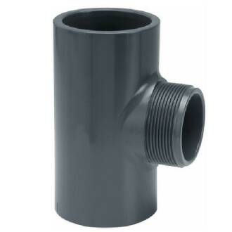 Tee a 90° a incollare x filetto maschio, in PVC-U 32mm x 3/4"