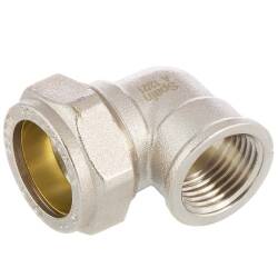 Raccordo a compressione gomito a 90 x filetto femmina in ottone