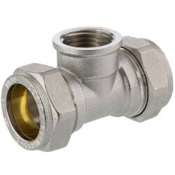 Brass tee 90&deg; compression fitting x female thread