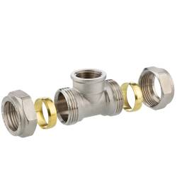 Brass tee 90&deg; compression fitting x female thread