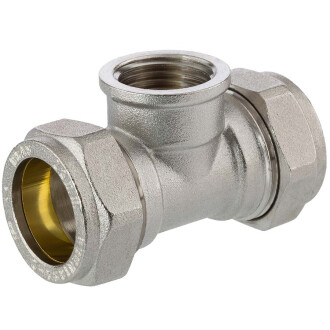 Brass tee 90° compression fitting x female thread 15 x 1/2" x 15mm