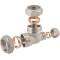 Brass reducing tee 90° compression fitting, for copper and steel pipes