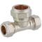 Brass reducing tee 90° compression fitting, for copper and steel pipes 15 x 22 x 15mm