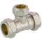 Brass reducing tee 90° compression fitting, for copper and steel pipes 18 x 15 x 18mm